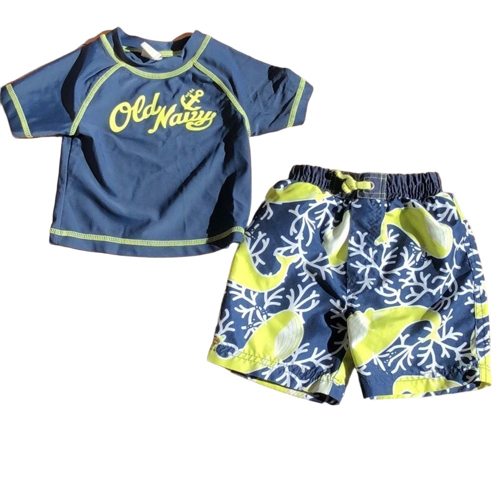 Old Navy Boy's Rash Guard and Cabana Life Swim Bottoms Set 6-12 months